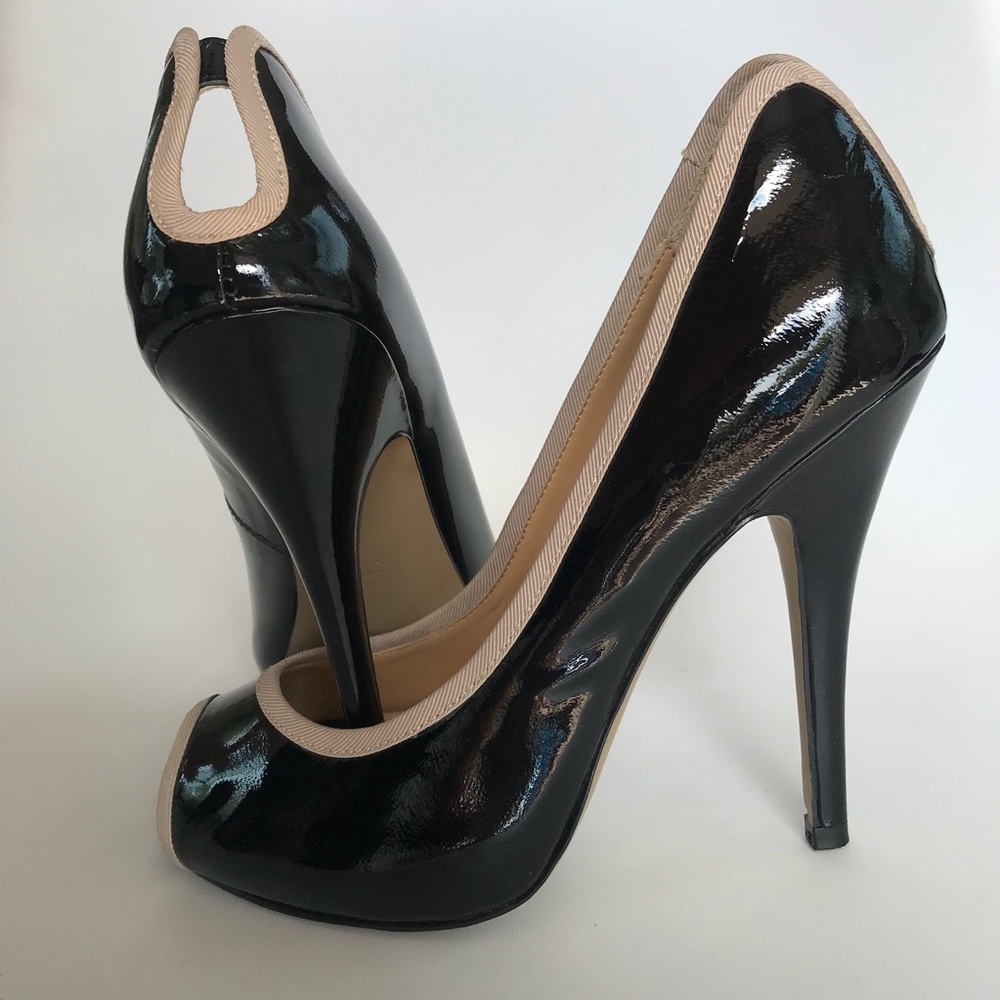 French Connection Black Peep Toe heel Size 7 1/2 - Picture 5 of 7